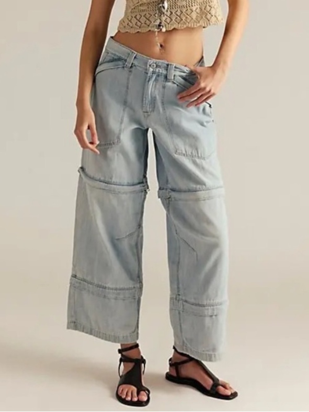 Free people we the free trailblazer slouchy convertible zip jeans sz 29 NWT